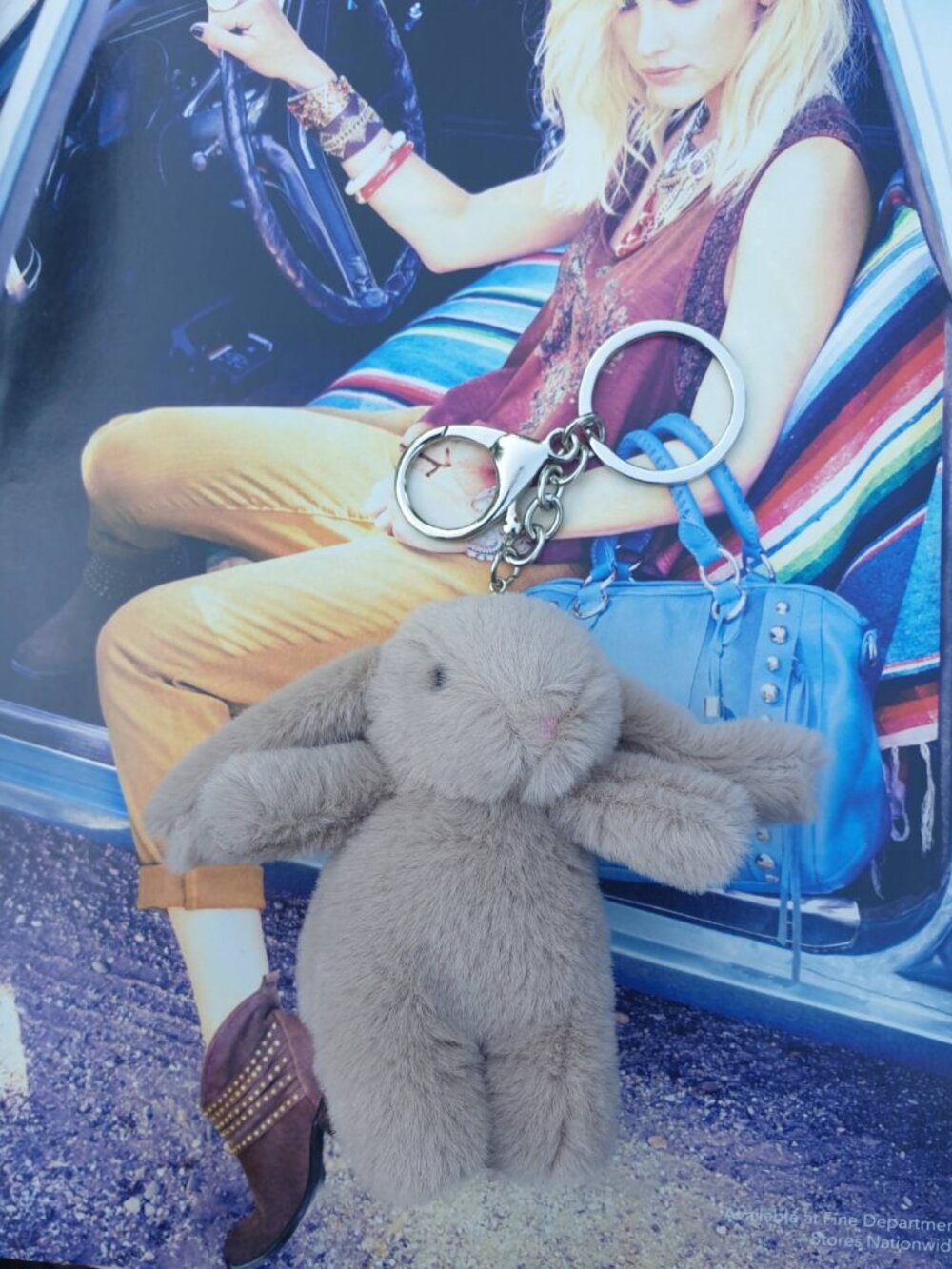 Fashion Unisex Bunny Rabbit Key Chain Keyring Handbag Backpack Pendant Accessory